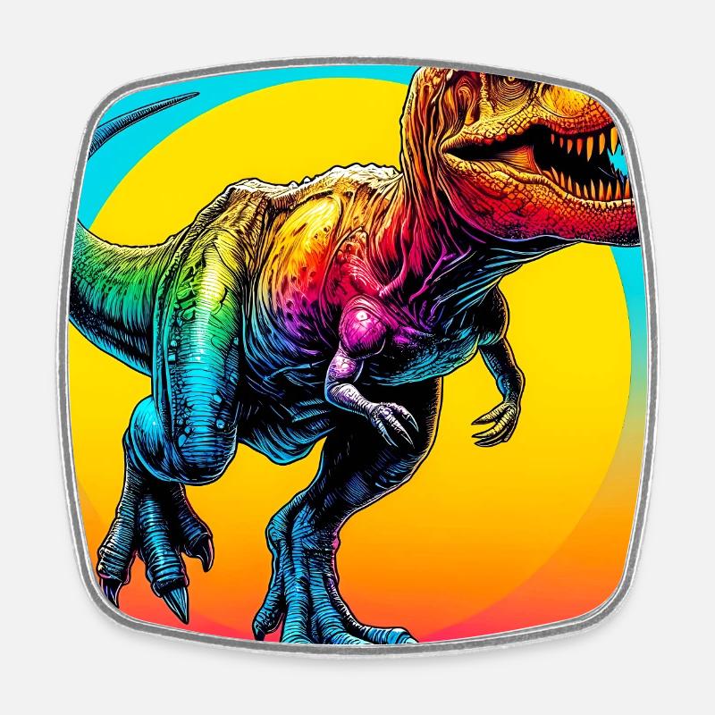 Dinosaurier - Viereckiger Kühlschrankmagnet - Weiß