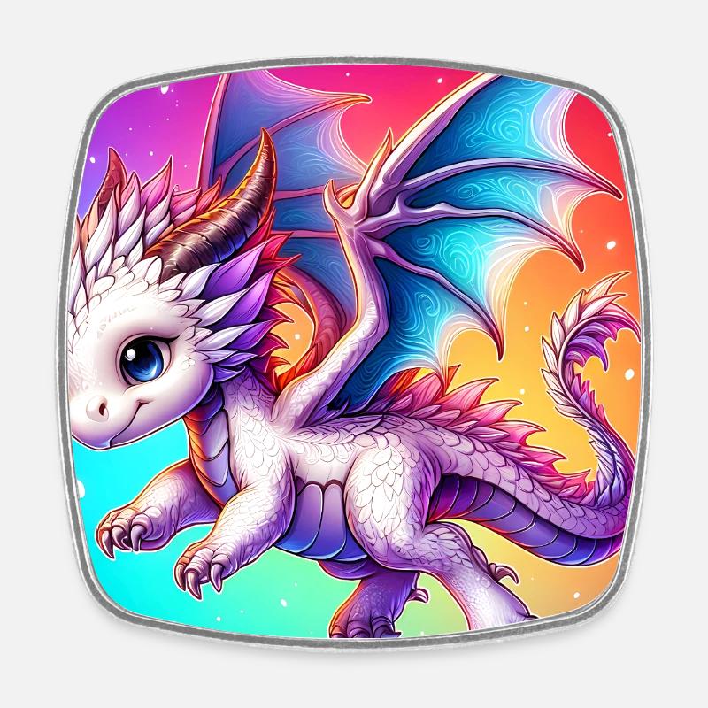 Drache - Viereckiger Kühlschrankmagnet - Weiß
