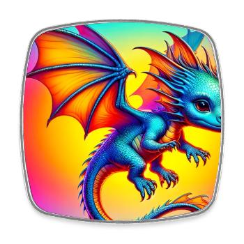 Drache - Viereckiger Kühlschrankmagnet - Weiß - Vorne