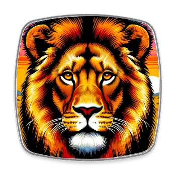 lion - Magnet carré - blanc - Devant