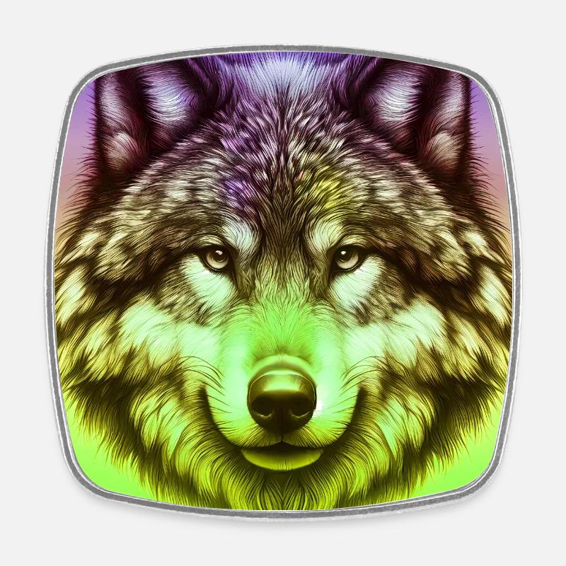 Wolf - Square fridge magnet - white