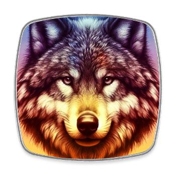 Wolf - Viereckiger Kühlschrankmagnet - Weiß - Vorne
