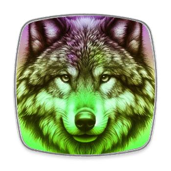 Wolf - Square fridge magnet - white - Front