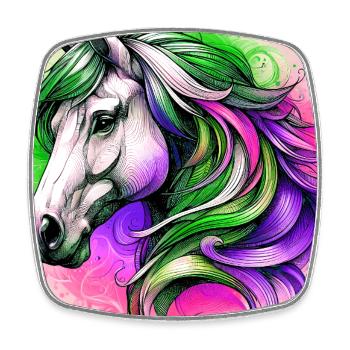 cheval - Magnet carré - blanc - Devant