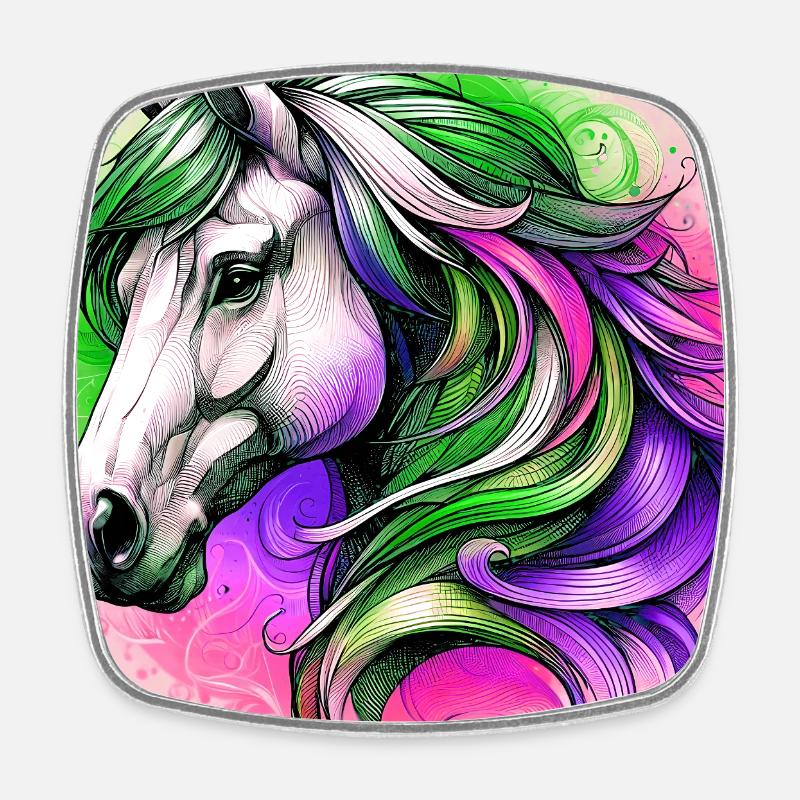 horse - Square fridge magnet - white