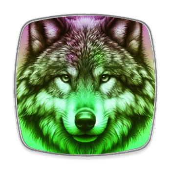 Wolf - Square fridge magnet - white - Front