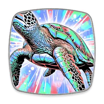 tortue - Magnet carré - blanc - Devant
