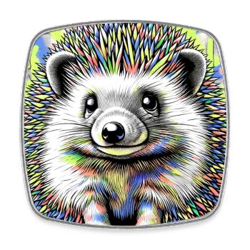 Igel - Viereckiger Kühlschrankmagnet - Weiß - Vorne