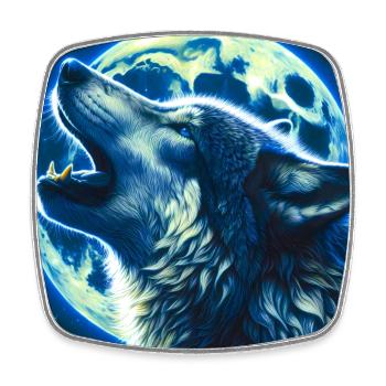 Wolf howls at the Full Moon - Square fridge magnet - white - Front