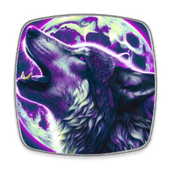 Wolf howls at the Full Moon - Square fridge magnet - white - Front