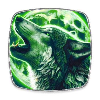 Wolf howls at the Full Moon - Square fridge magnet - white - Front