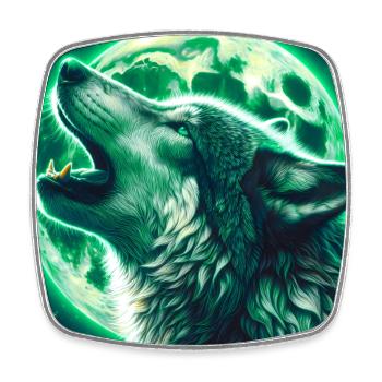 Wolf howls at the Full Moon - Square fridge magnet - white - Front