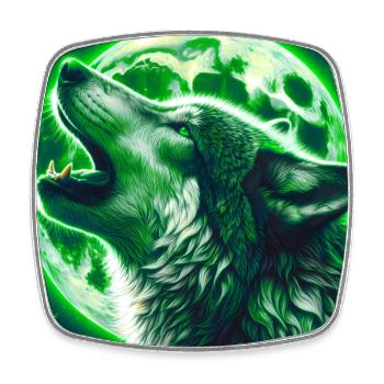 Wolf howls at the Full Moon - Square fridge magnet - white - Front