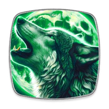Le loup hurle à la pleine lune - Magnet carré - blanc - Devant