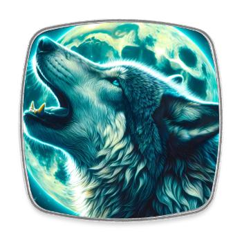 Wolf howls at the Full Moon - Square fridge magnet - white - Front