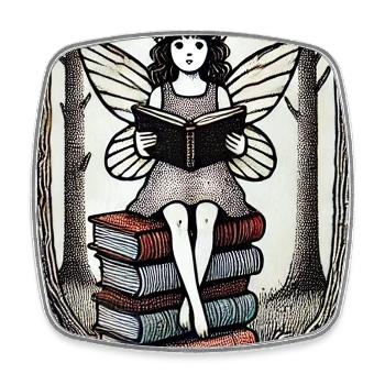 Lecture de fées dans la forêt enchantée - Magnet carré - blanc - Devant