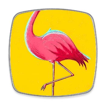 Flamingo - Viereckiger Kühlschrankmagnet - Weiß - Vorne