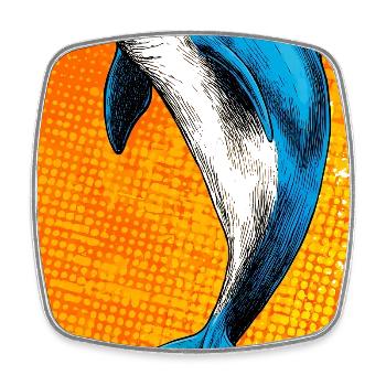 dolphin - Square fridge magnet - white - Front