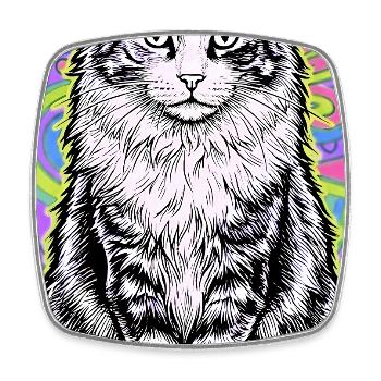 chat - Magnet carré - blanc - Devant