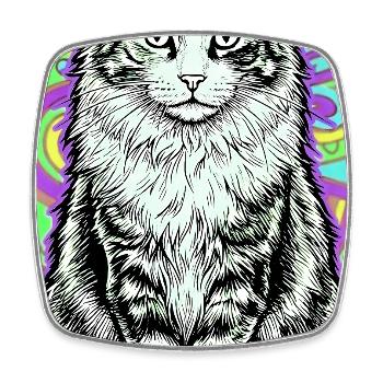 Katze - Viereckiger Kühlschrankmagnet - Weiß - Vorne