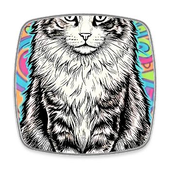 chat - Magnet carré - blanc - Devant