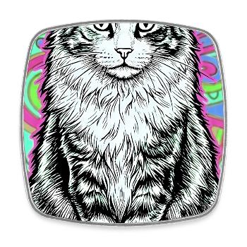 chat - Magnet carré - blanc - Devant