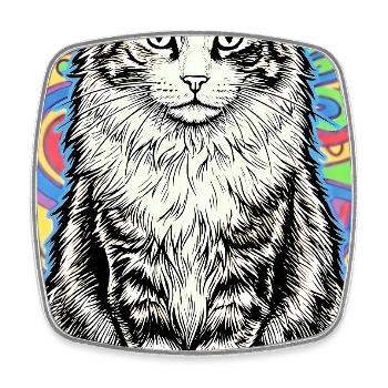 cat - Square fridge magnet - white - Front