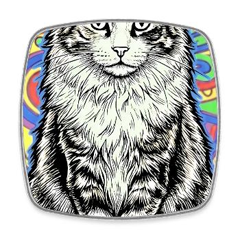 cat - Square fridge magnet - white - Front