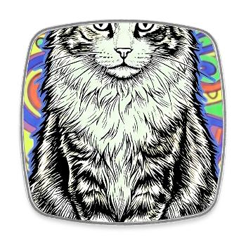 Katze - Viereckiger Kühlschrankmagnet - Weiß - Vorne