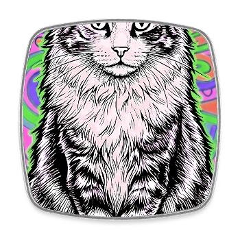 cat - Square fridge magnet - white - Front
