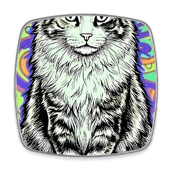 chat - Magnet carré - blanc - Devant