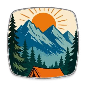 Explore Mountains and Camping Soleil - Square fridge magnet - white - Front