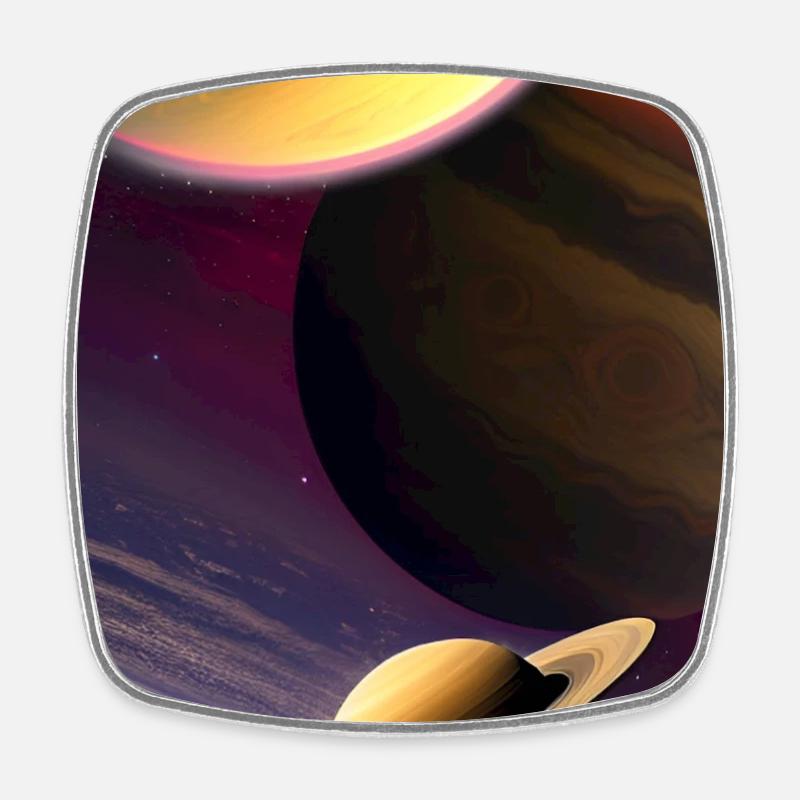 Cosmic Planetsand Galaxy Art - Square fridge magnet - white