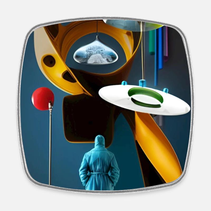 Surreal Dreamscape Illustration Design - Square fridge magnet - white