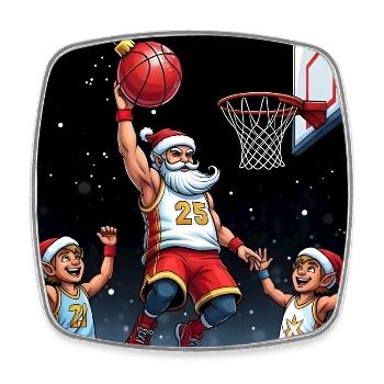 Santa Dunking Basketball North Pole Dunk Squad - Square fridge magnet - white - Front