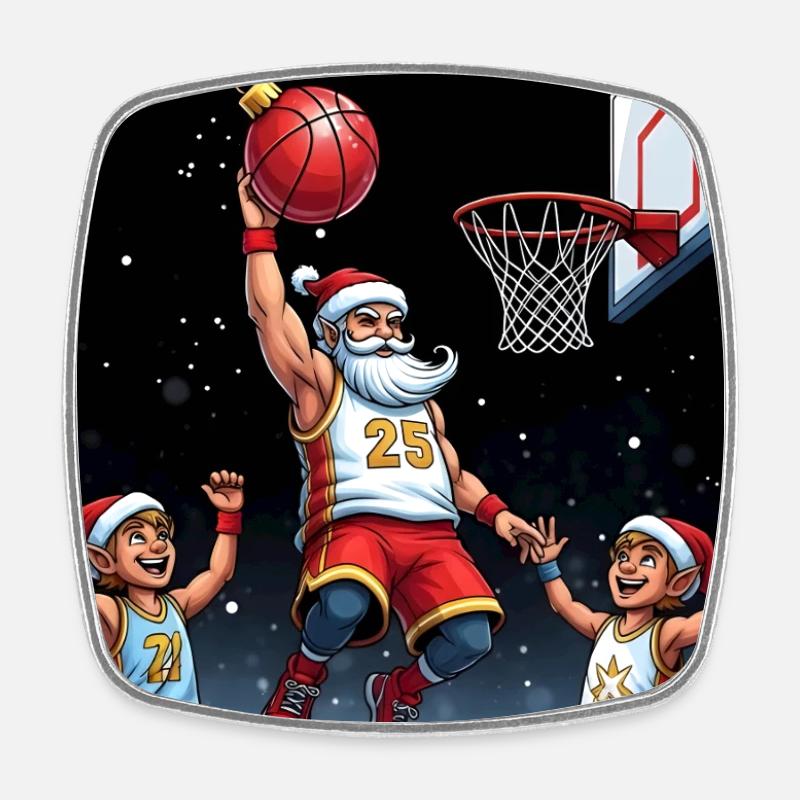Équipe de dunks du pôle nord de basketball de Santa Dunking - Magnet carré - blanc