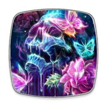 Neon butterflies in bloom - Square fridge magnet - white - Front