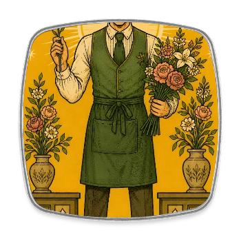 Florist | Floral Profession Tarot - Square fridge magnet - white - Front