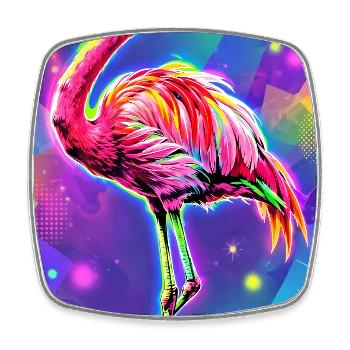 Flamingo - Viereckiger Kühlschrankmagnet - Weiß - Vorne