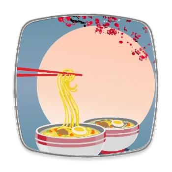 Orientalisch Japanische Kunst | Nudel-| Ramen - Viereckiger Kühlschrankmagnet - Weiß - Vorne