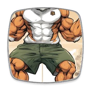 Tigre musculaire en entraînement gym - Magnet carré - blanc - Devant