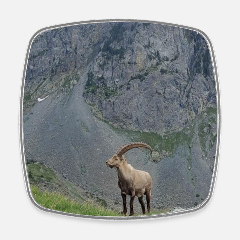 Alpine ibex - Square fridge magnet - white