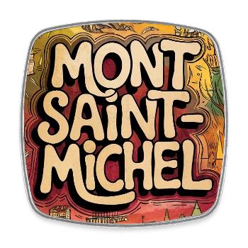 Mont Saint-Michel Psychedelische Skyline Frankreich Stadt - Viereckiger Kühlschrankmagnet - Weiß - Vorne