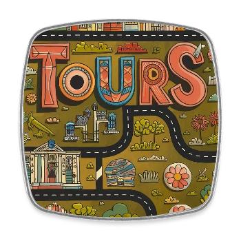 Skurrile Touren Stadt Frankreich Vintage Kunst - Viereckiger Kühlschrankmagnet - Weiß - Vorne