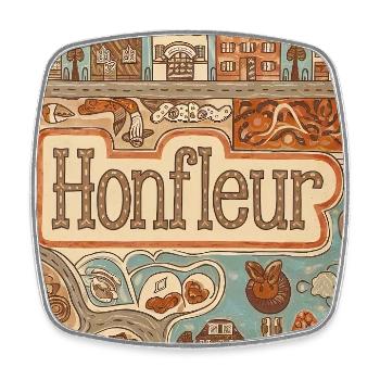 Honfleur Vintage Hafen Skizze Frankreich - Viereckiger Kühlschrankmagnet - Weiß - Vorne