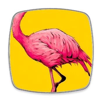 Flamingo - Viereckiger Kühlschrankmagnet - Weiß - Vorne