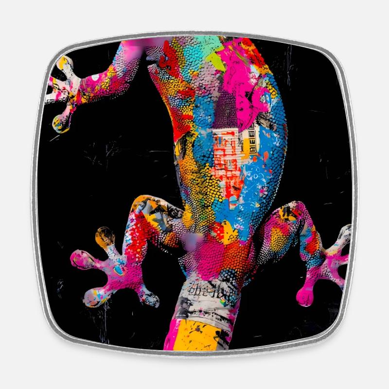 Gecko - Square fridge magnet - white