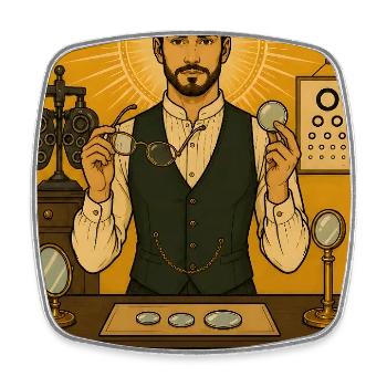 Opticiens | Tarot Yeux Lunettes - Magnet carré - blanc - Devant