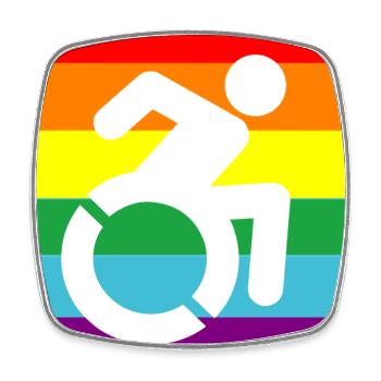 Disabled, Gay, Wheelchair, Pride, LGBTQ # - Square fridge magnet - white - Front