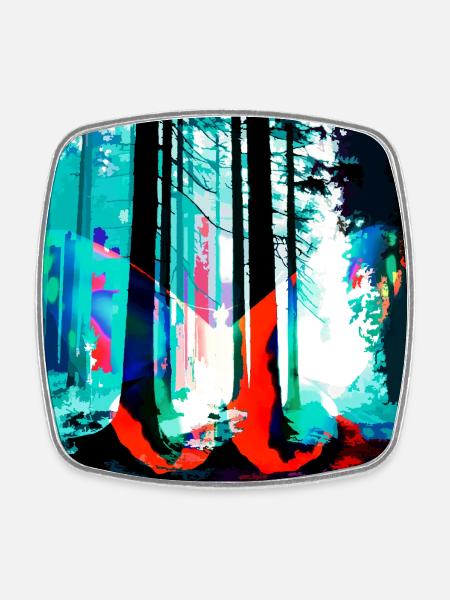 Néon Forest Dream Print - Magnet carré - blanc